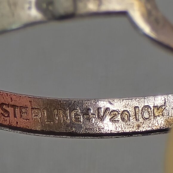 VTG 10k GF Sterling Silver Tigers Eye Ring Size 7.5 Split Shank Signed OR - Picture 8 of 13